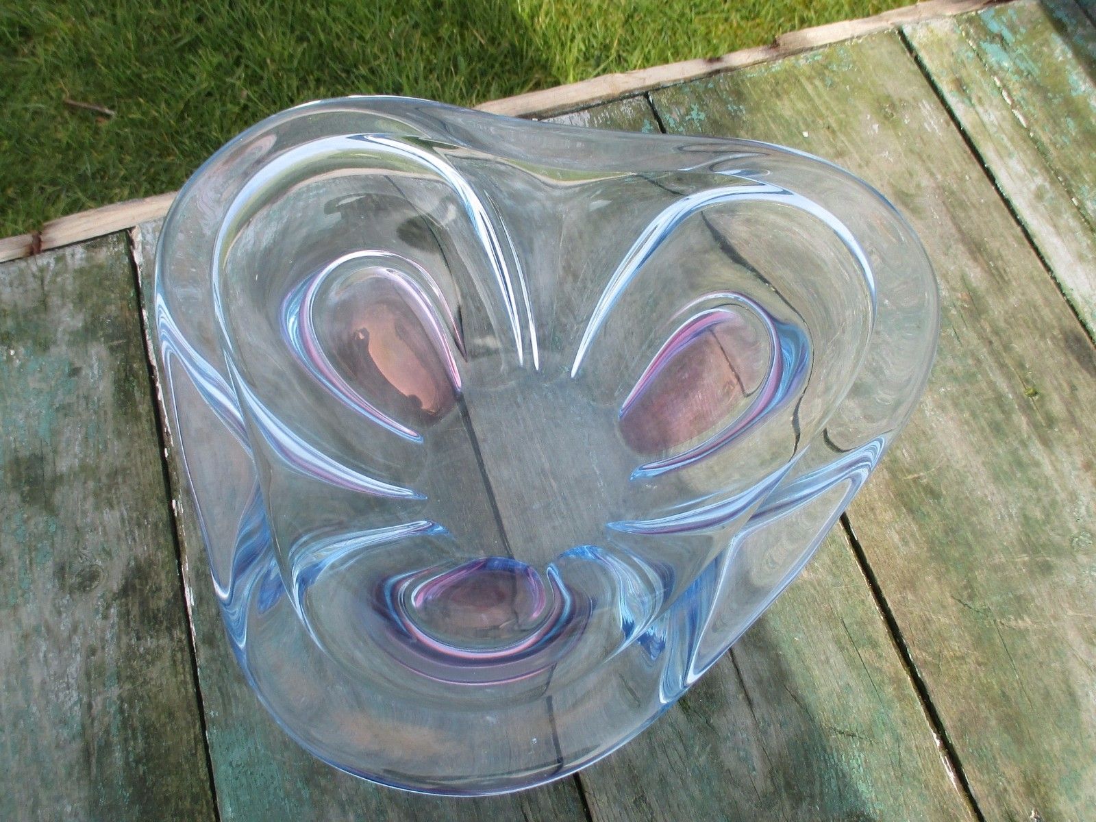 Lovely Blue Cranberry Dish Centerpiece Era Murano Poli Seguso Art Glass