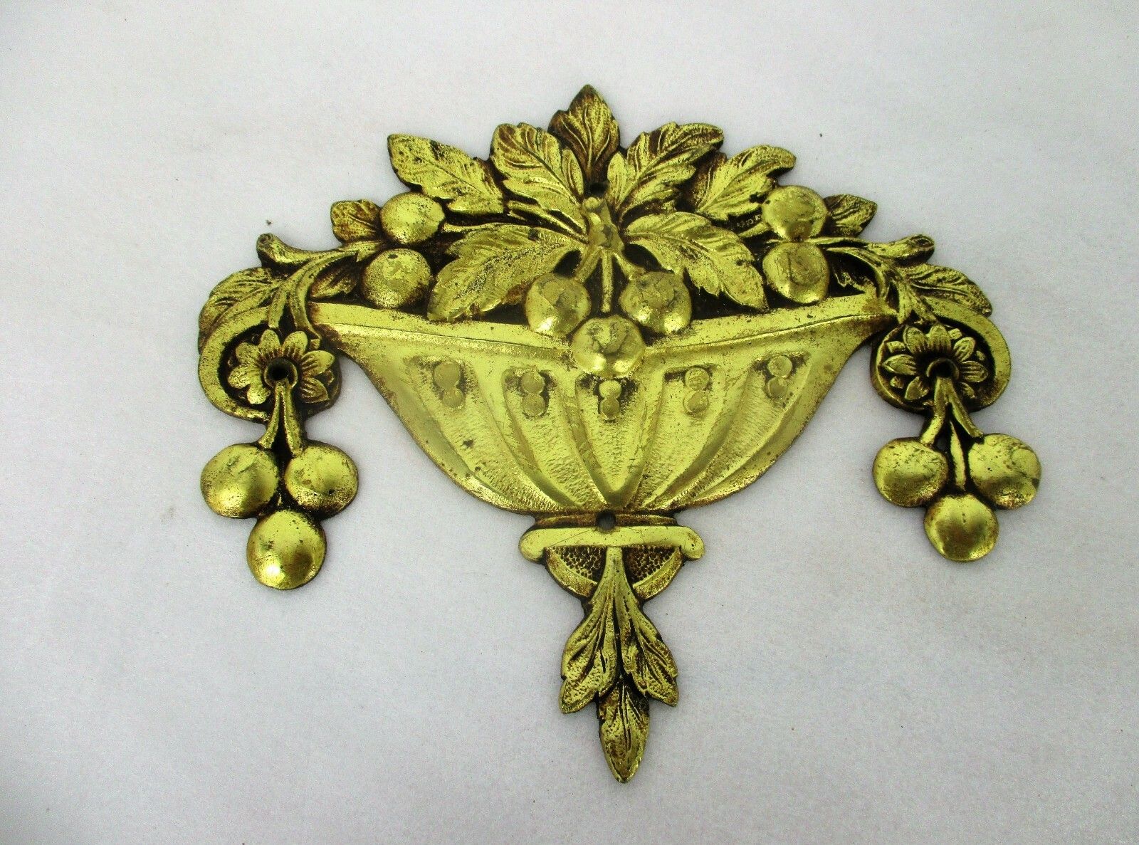 Antique Brass Furniture Trim Flower Basket Reclaimed Hardware Architectural photo for sale
