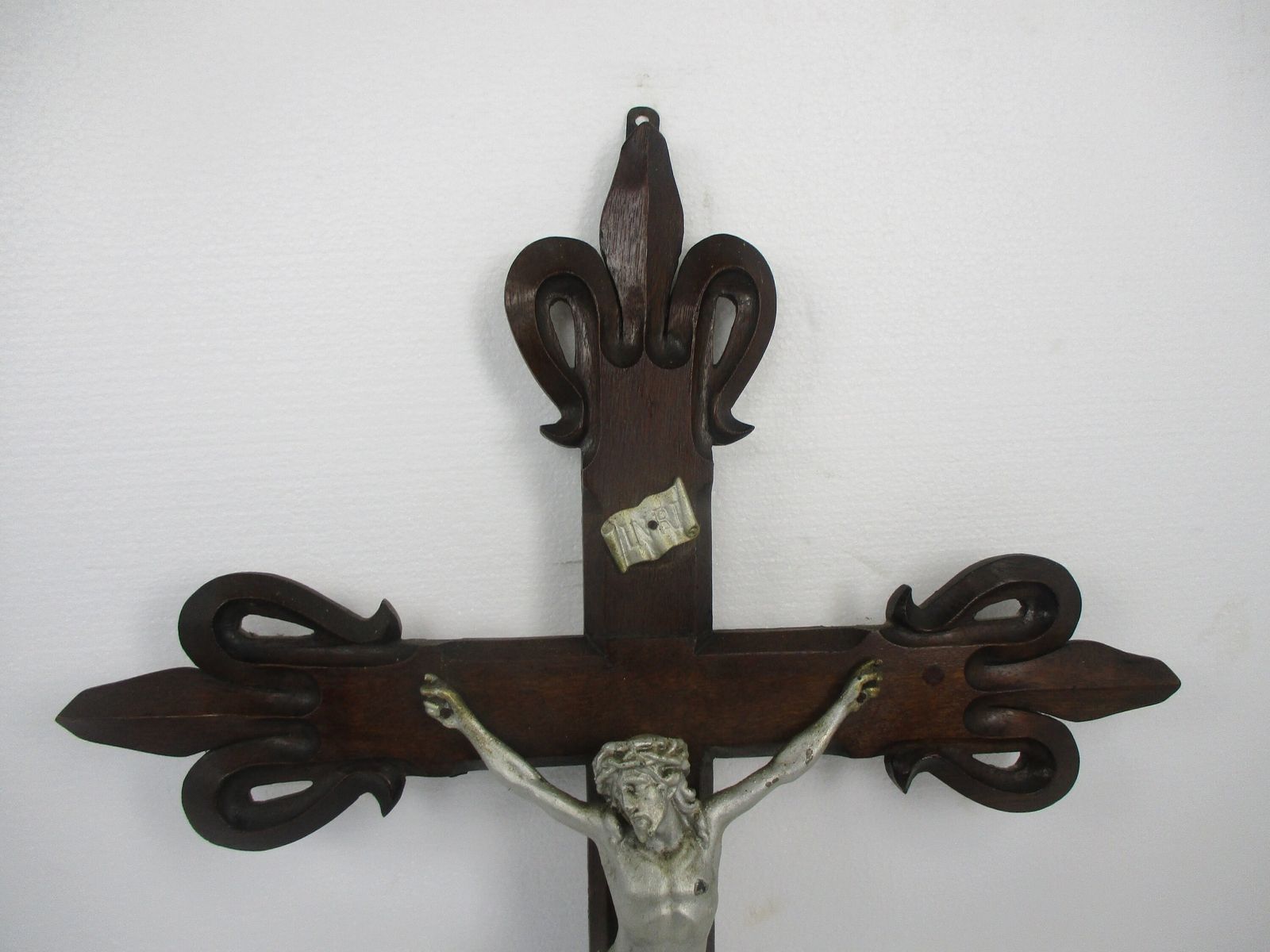 Large Hand Carved Wood Frenchg Oak Ornate Hanging Crucifix Cross Jesus Christ  S photo furniture