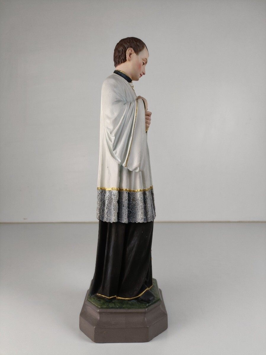Statue Saint Aloysius Patron Saint Young Students Gorgeous Polychrome Very Rare photo Art