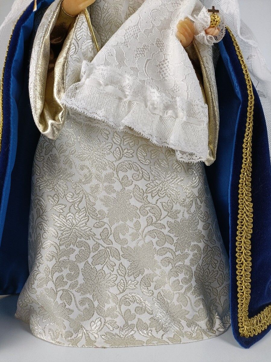 Hand Made Wax Madonna  Doll Virgin Mary Our Lady With Infant Jesus Figurine  Mad photo vinterior