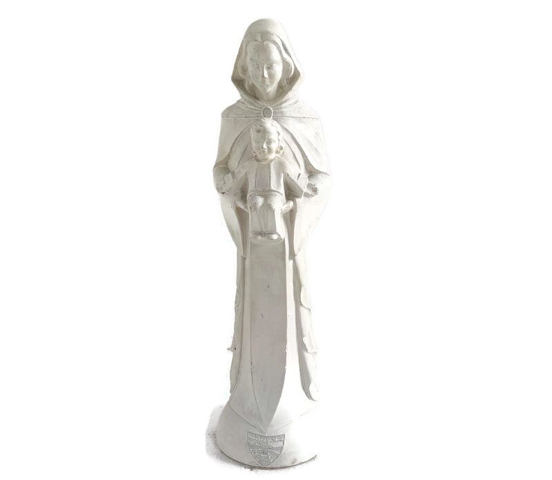Large Statue Plaster Virgin Mary Madonna Christianity Infant Jesus Modernist