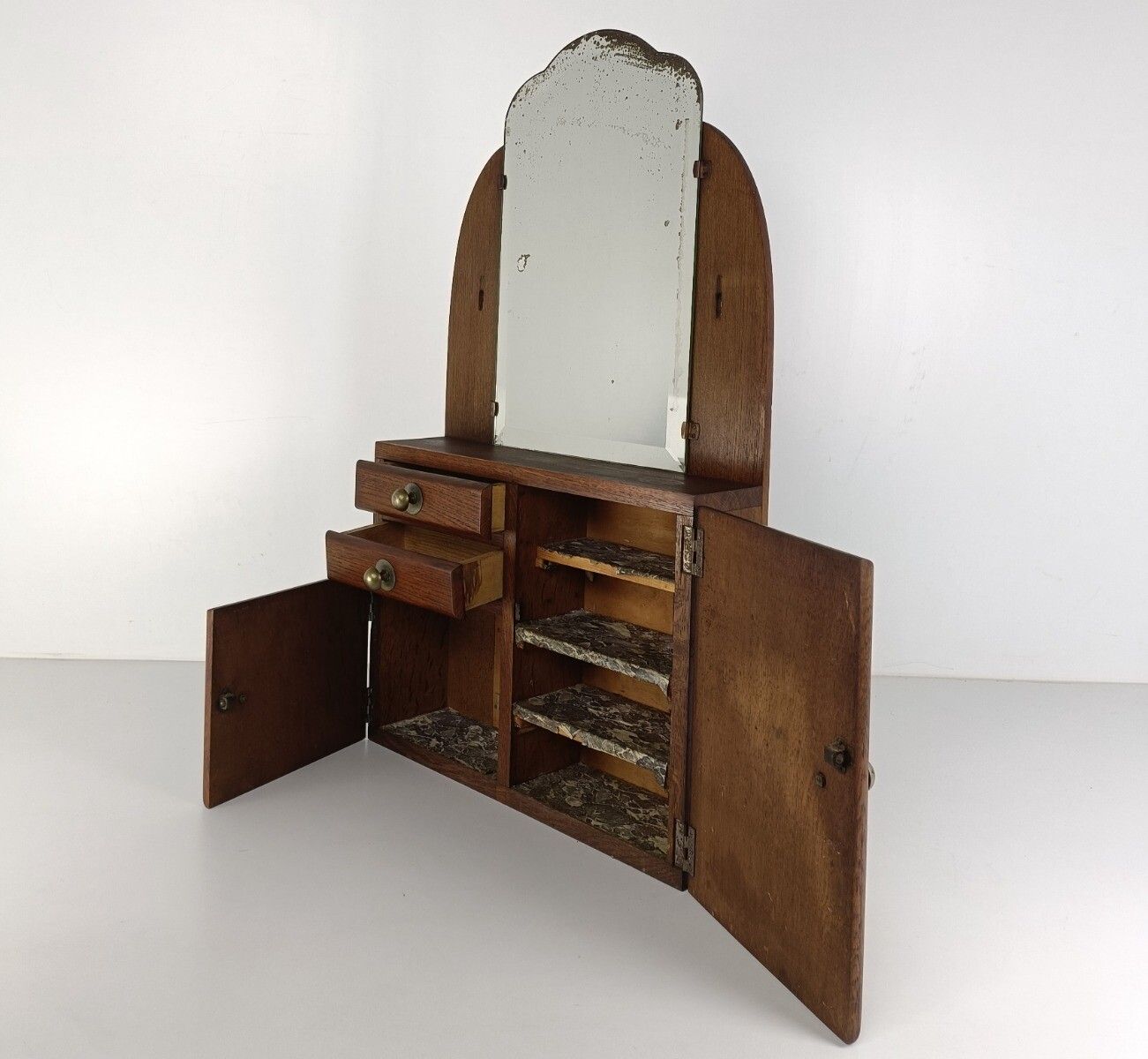 Large Apothecary Bathroom Medicine Kitchen Cabinet Wood Art Deco  Antique Bevele photo furniture