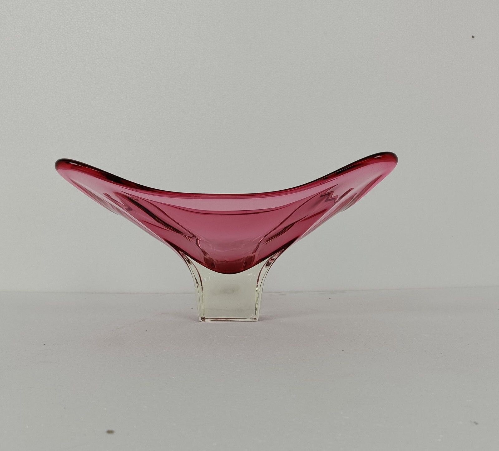 Val St Lambert Belgium Bowl Dish Centerpiece Cranberry Marked Art Glass Art Deco photo furniture