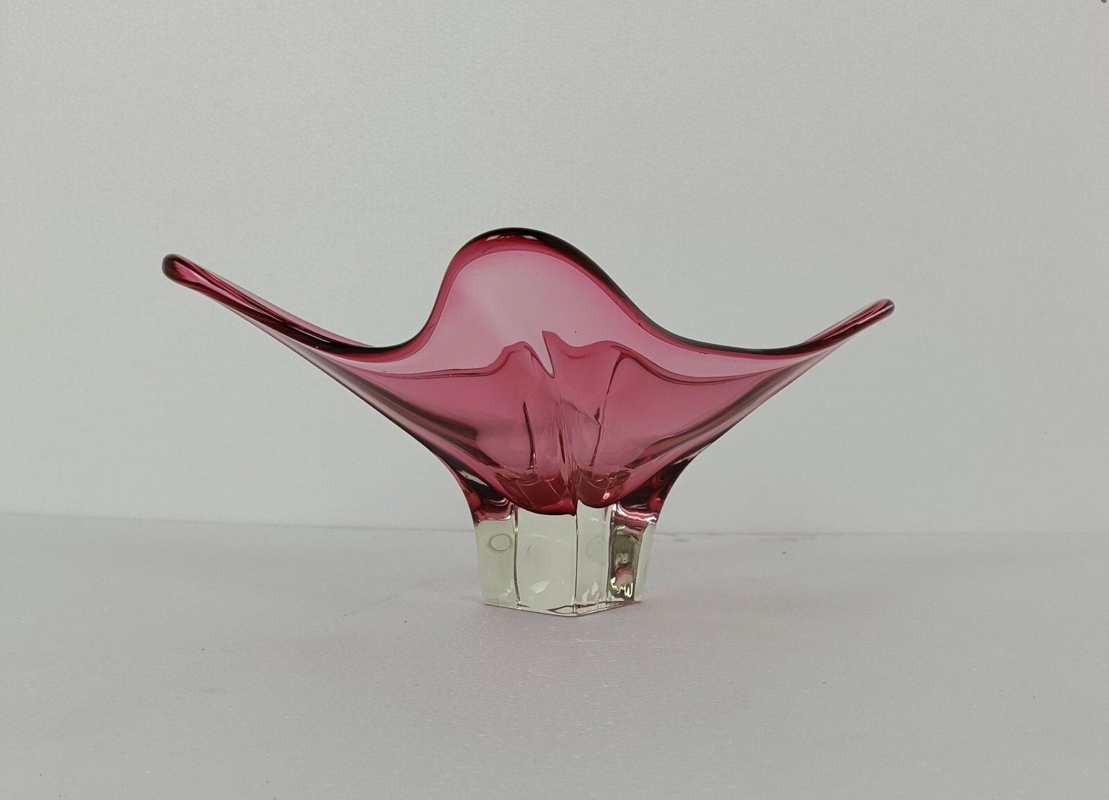 Val St Lambert Belgium Bowl Dish Centerpiece Cranberry Marked Art Glass Art Deco photo Home Decor