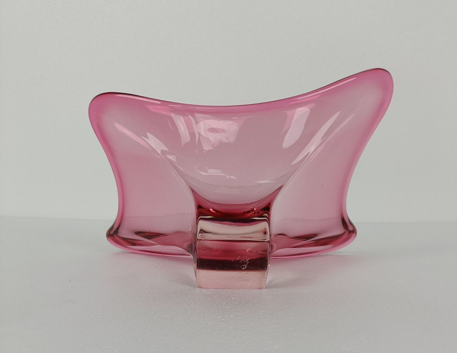 Val St Lambert Belgium Bowl Dish Centerpiece Cranberry Marked Art Glass Art Deco photo buy