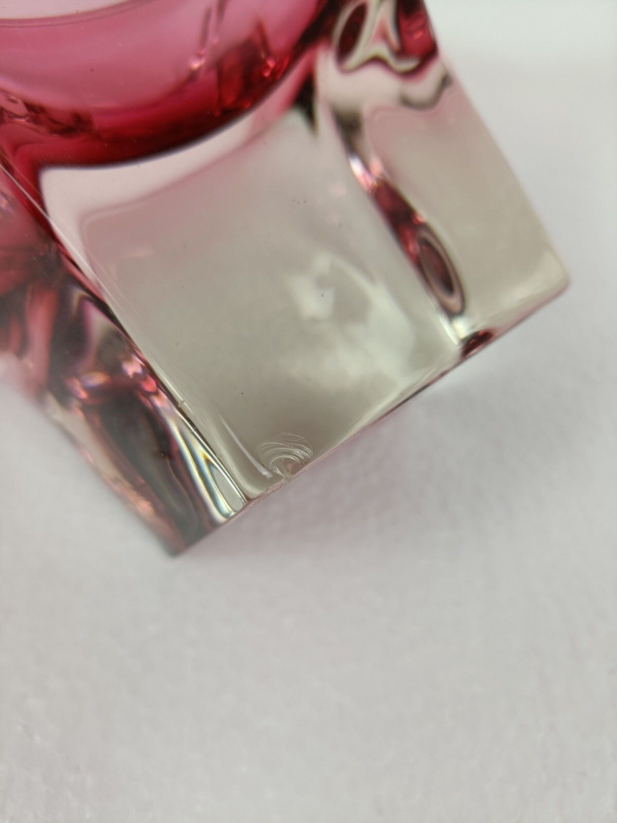 Val St Lambert Belgium Bowl Dish Centerpiece Cranberry Marked Art Glass Art Deco photo vintage