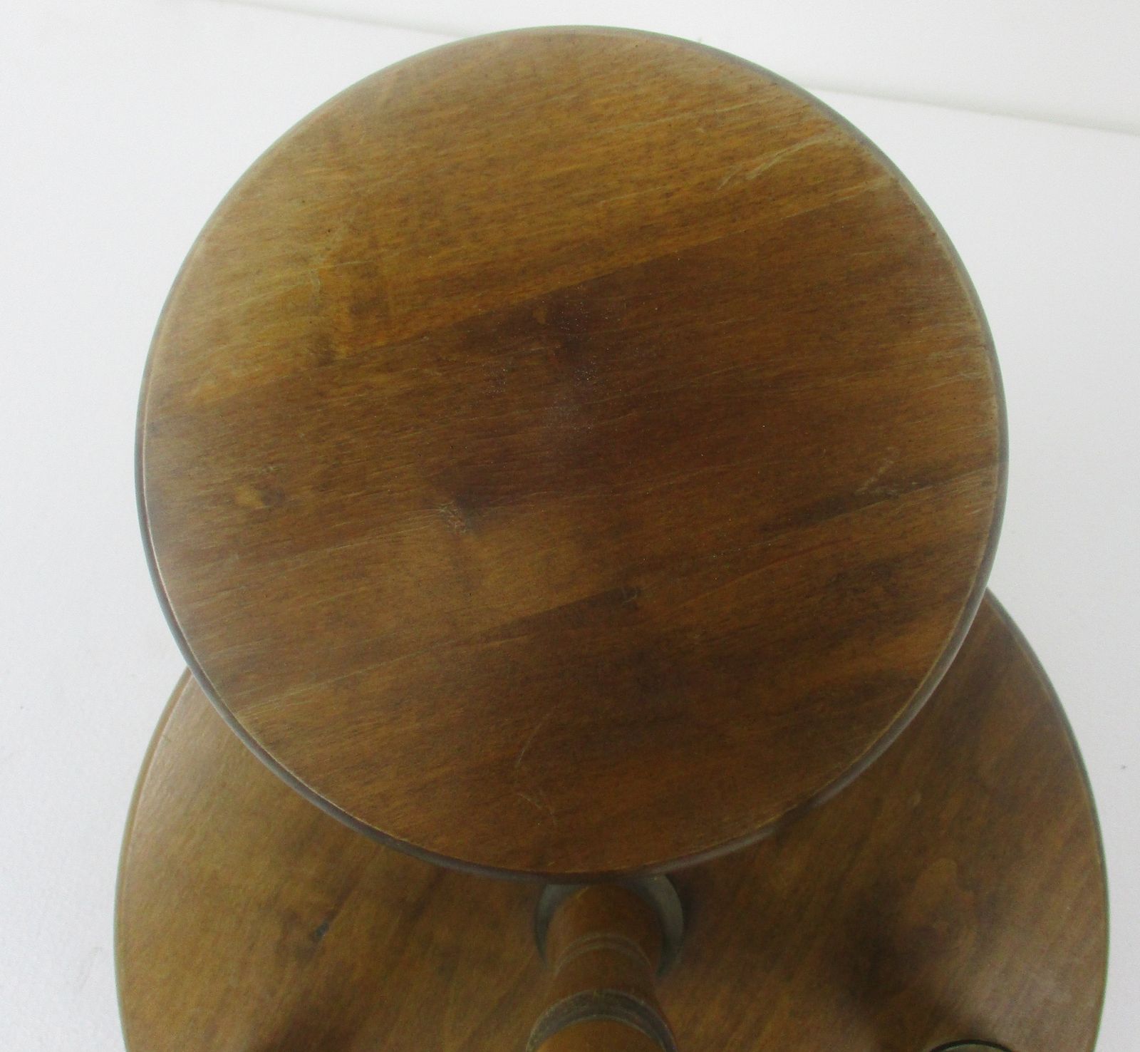 Xl Vintage 4 Tier Pedestal Table Plant Flower Stand Side Table Carved Wood Brass photo buy