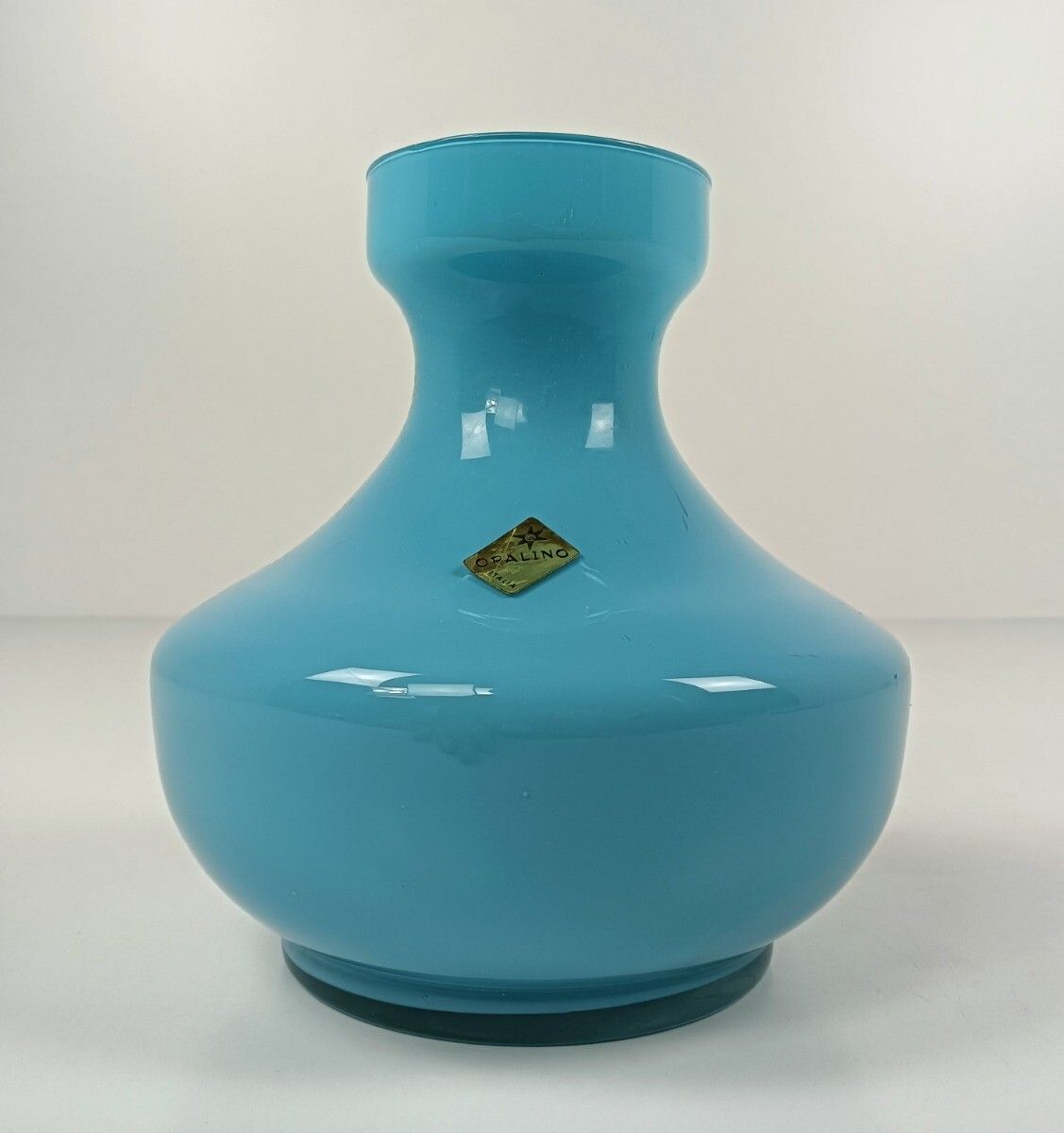 Vintage Aqua Blue Opaline Art Glass Italian Vase Nos Retro photo furniture