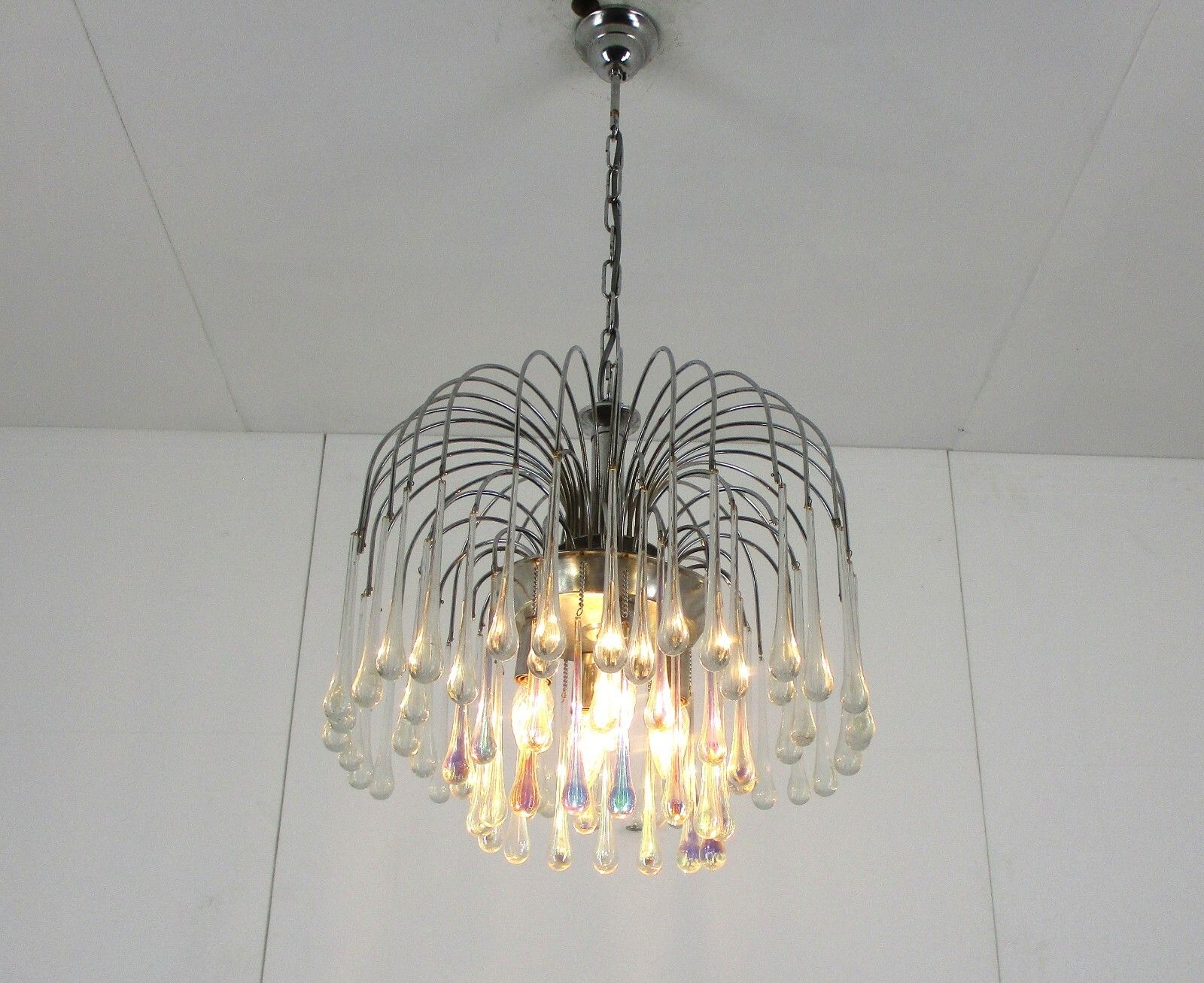 Wedding Chandelier Teardrop Beaded 4 Lights  Prisms Colored Art Glass Murano photo furniture