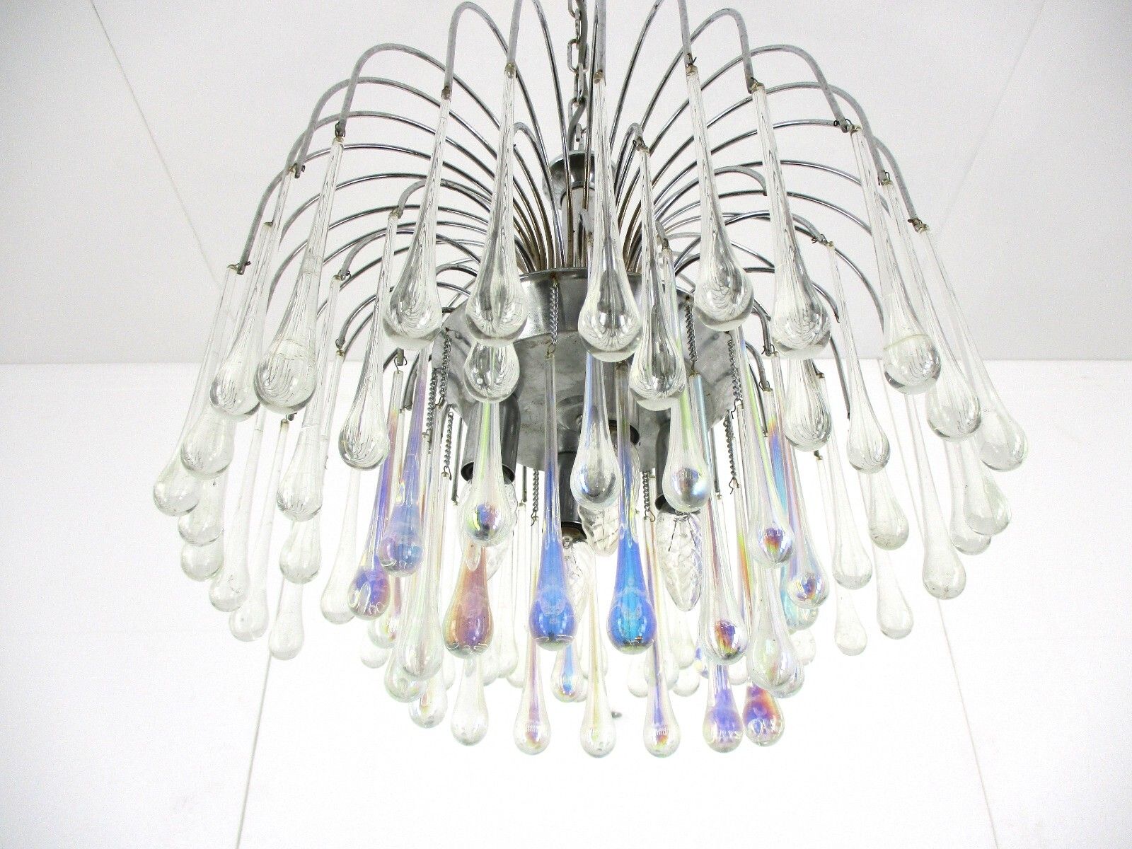 Wedding Chandelier Teardrop Beaded 4 Lights  Prisms Colored Art Glass Murano photo vinterior