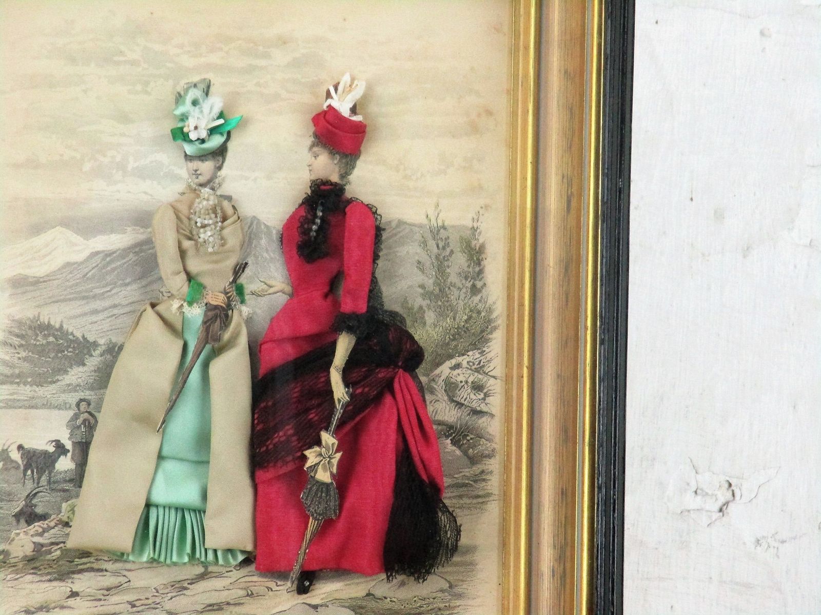 Moniteur De La Monde Fabric Embellished 3d Victorian Shadow Box Fashion Print photo furniture