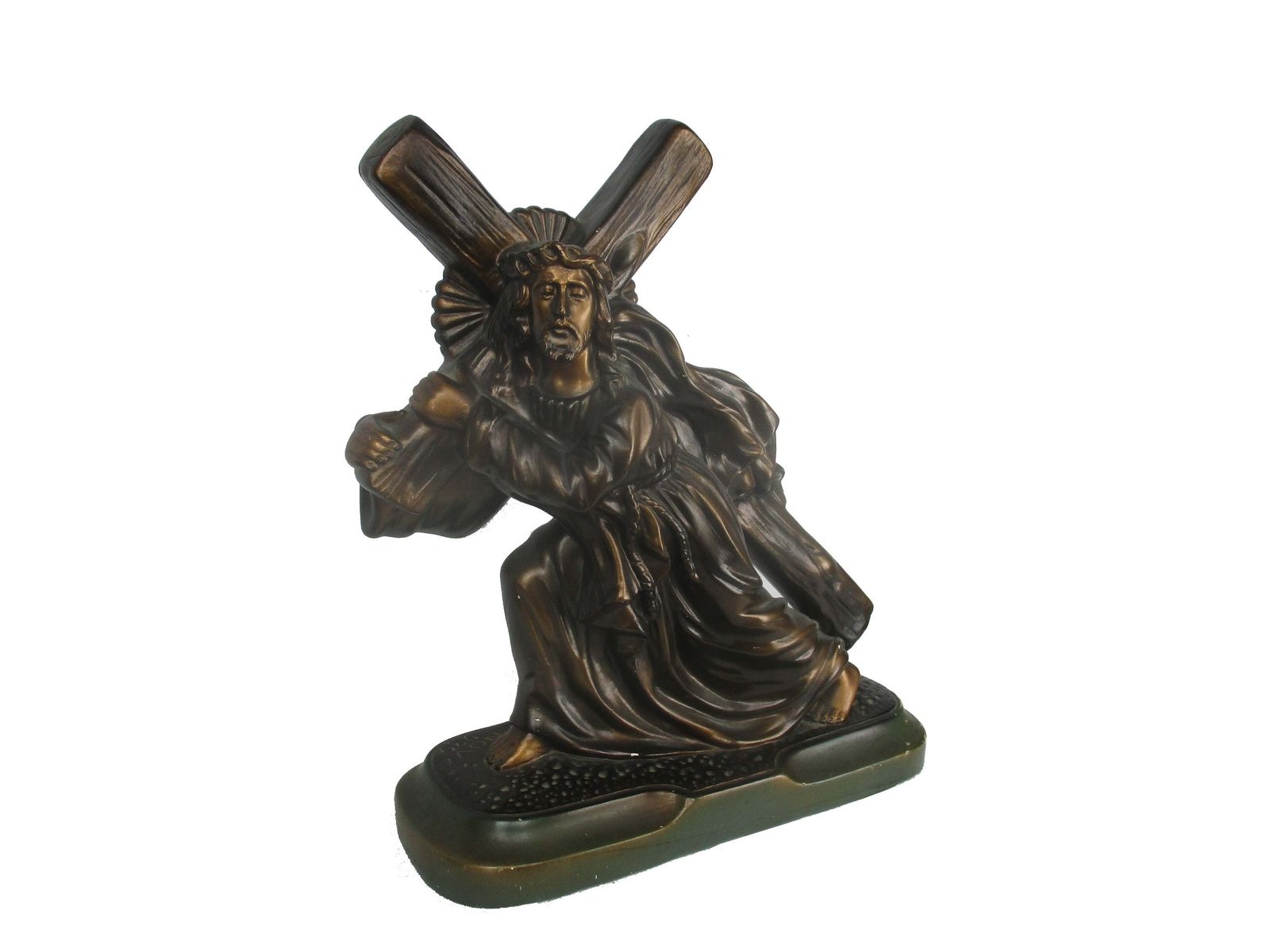 Large Plaster Antique Jesus Christ Statue Carrying Cross Crucifix Signed Arnove photo furniture