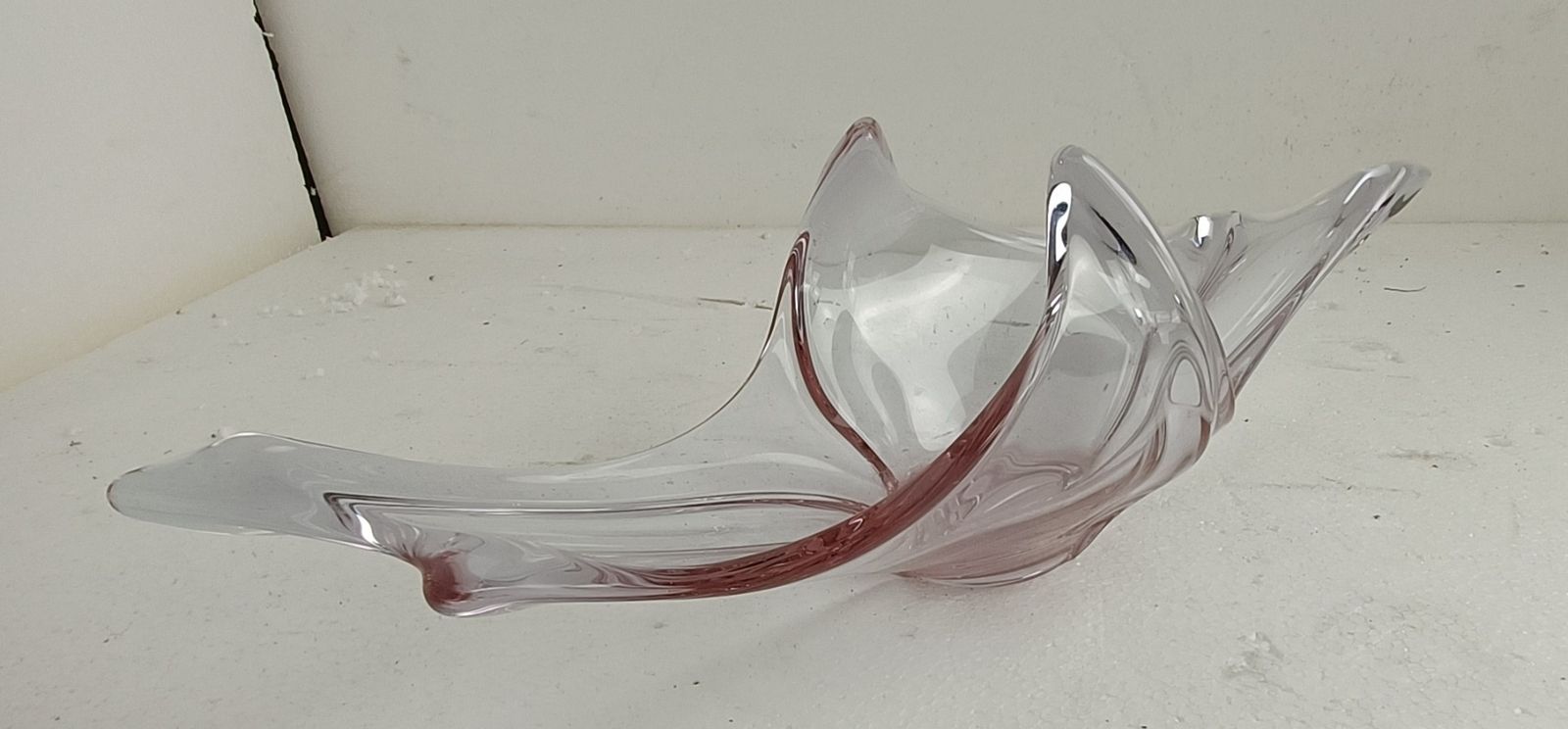 Val St Lambert Belgium Bowl Fruit  Dish Centerpiece Light  Purple Art Glass Vint photo for sale