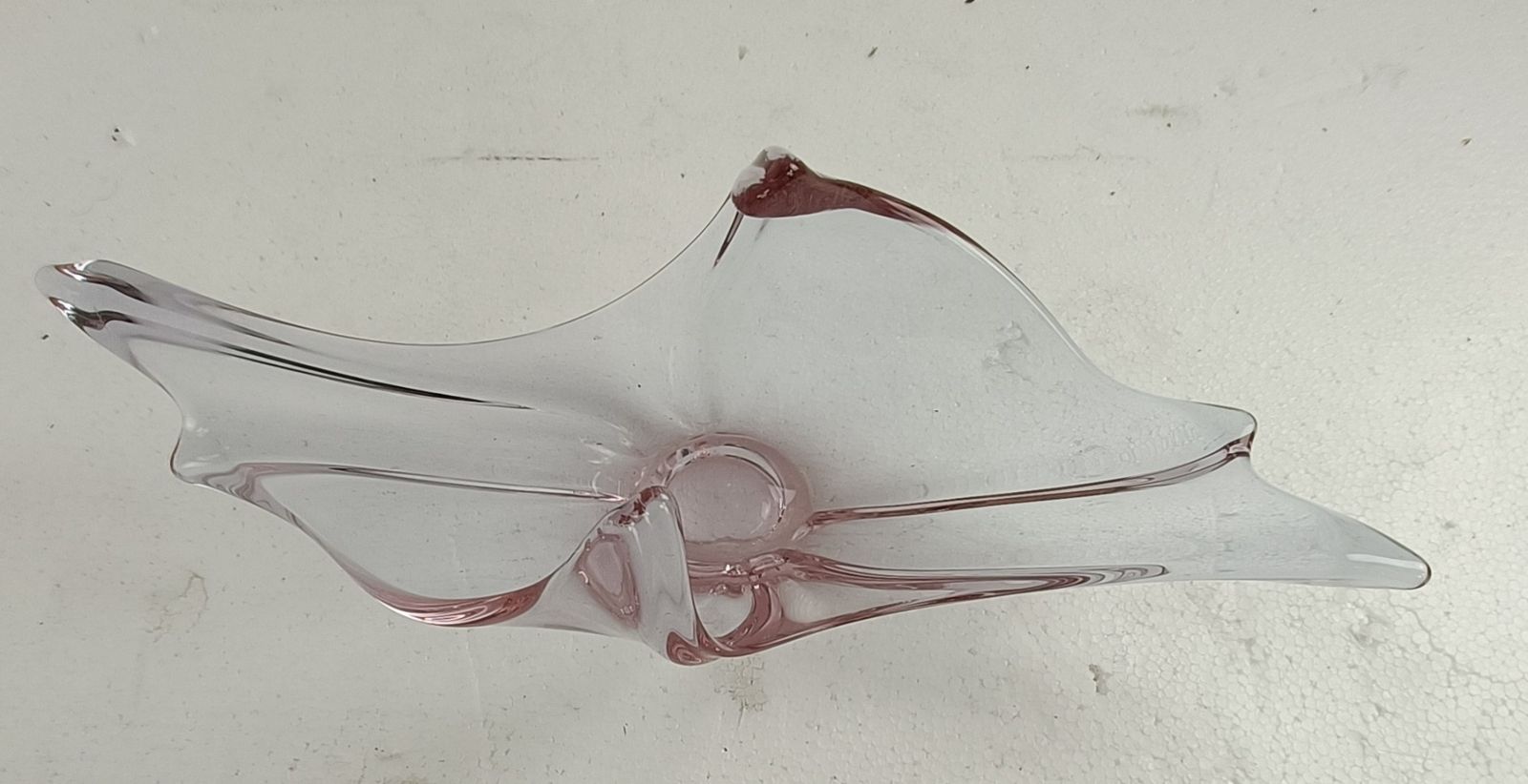 Val St Lambert Belgium Bowl Fruit  Dish Centerpiece Light  Purple Art Glass Vint photo vinterior