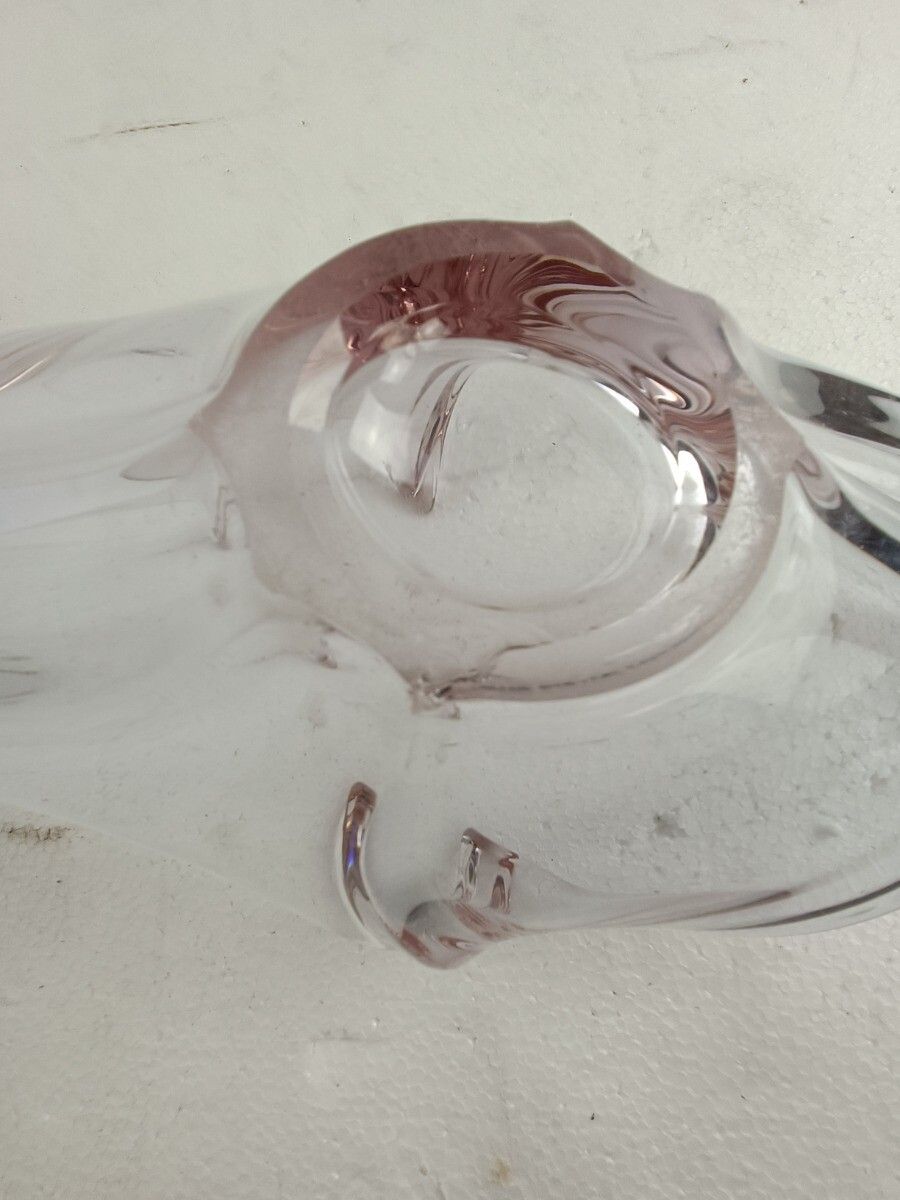 photo furniture Val St Lambert Belgium Bowl Fruit  Dish Centerpiece Light  Purple Art Glass Vint