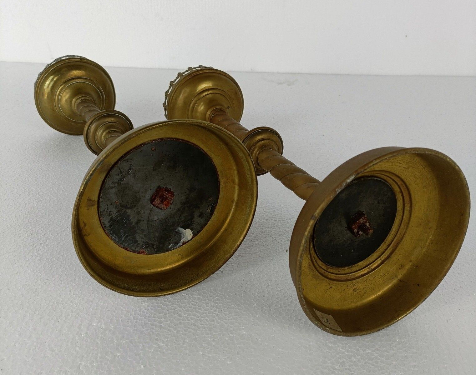 Pair Antique 1800s Candle Holders Candle Sticks Church  Chapel Altar Monastery B photo 485.0