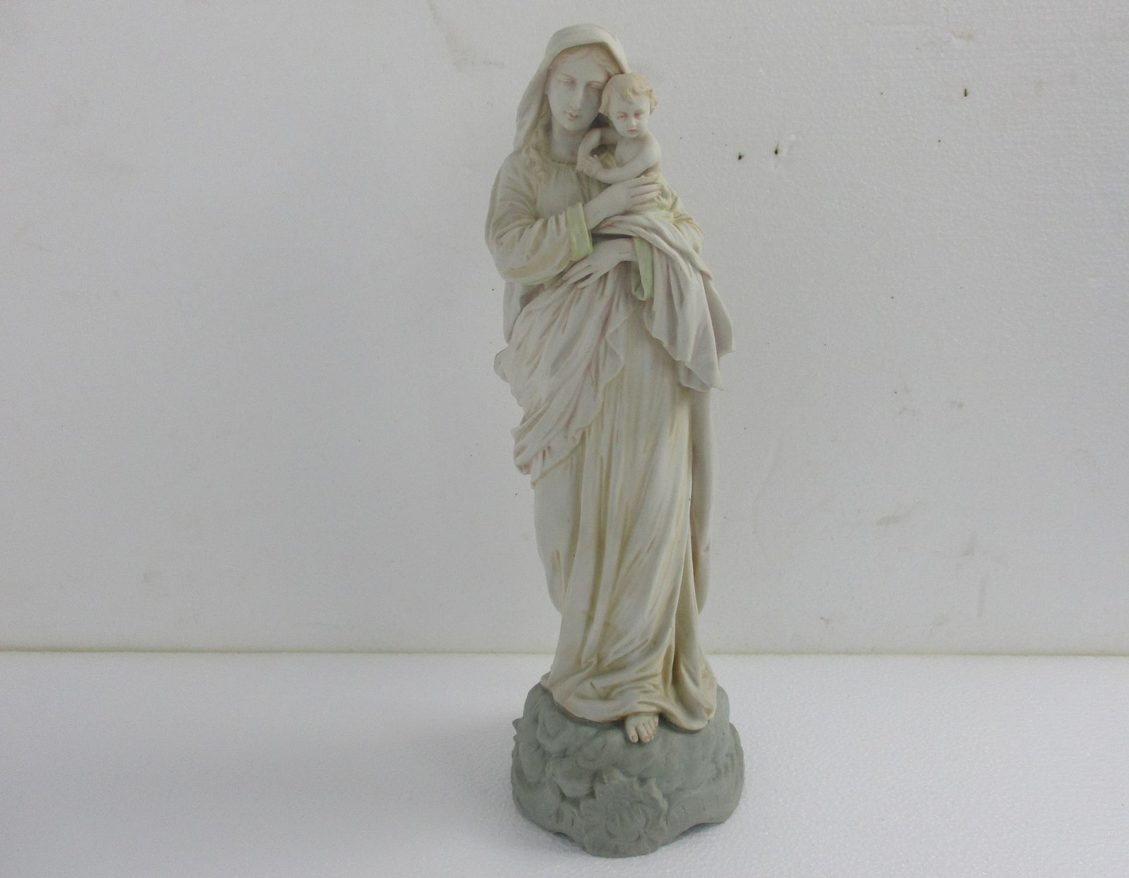 Volkstedt Antique Bisque Porcelain Statue Virgin Our Lady Mary Infant Jesus Gorg photo furniture