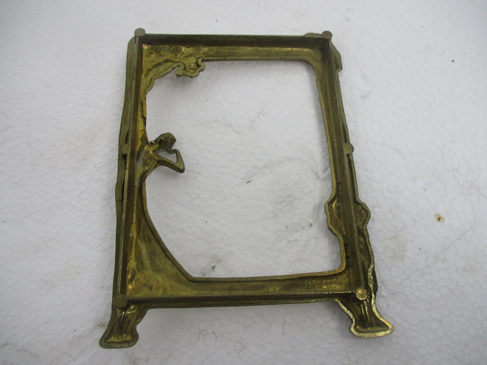 Standing Art Deco Bauhaus Picture Frame Ornate Brass Lady Rare Gorgeous Stylish photo 63.0