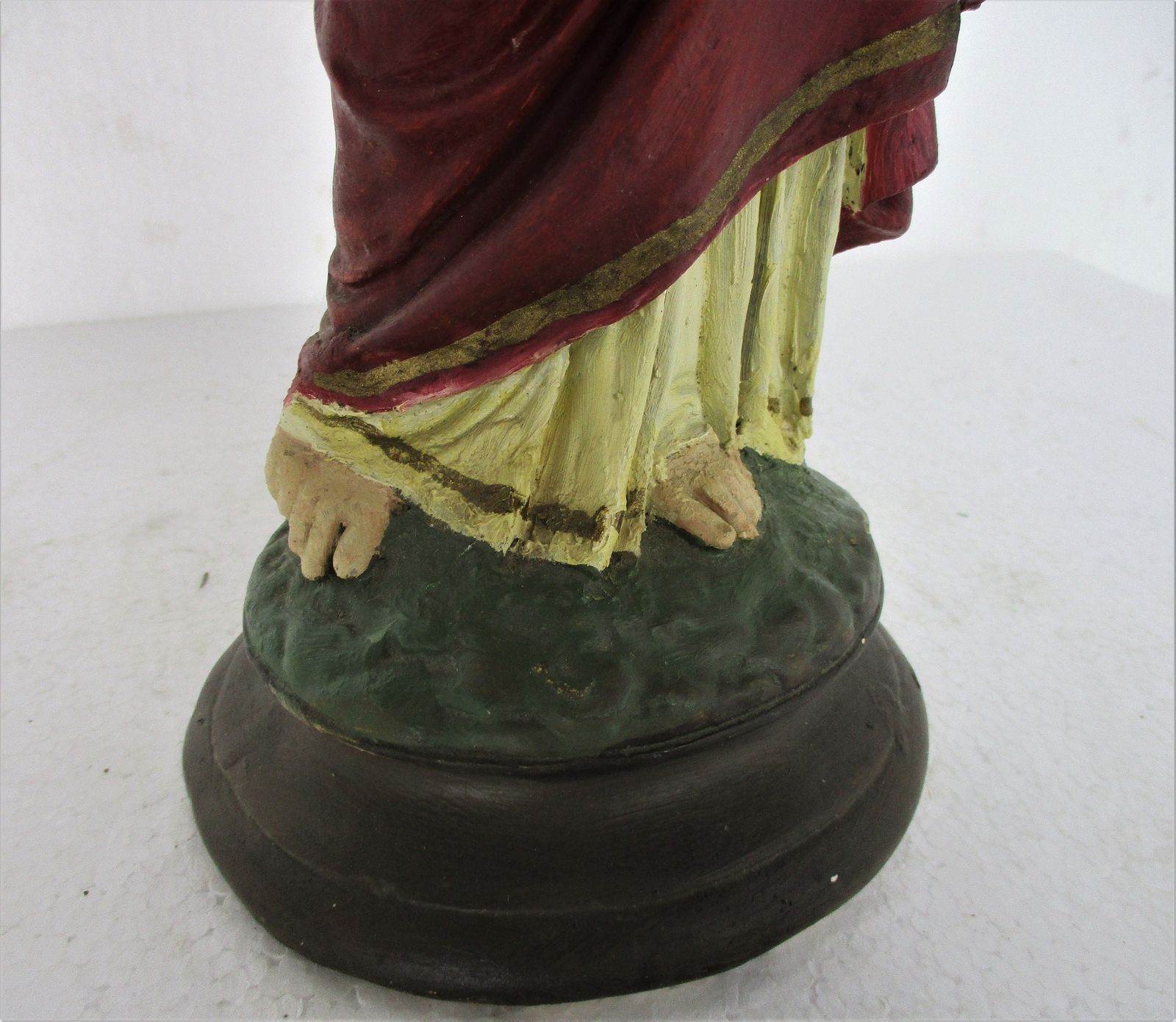 Antique Statue Jesus Christ Savior Sacred Heart Art Deco 1920s Plaster 15.74&Quo photo Art