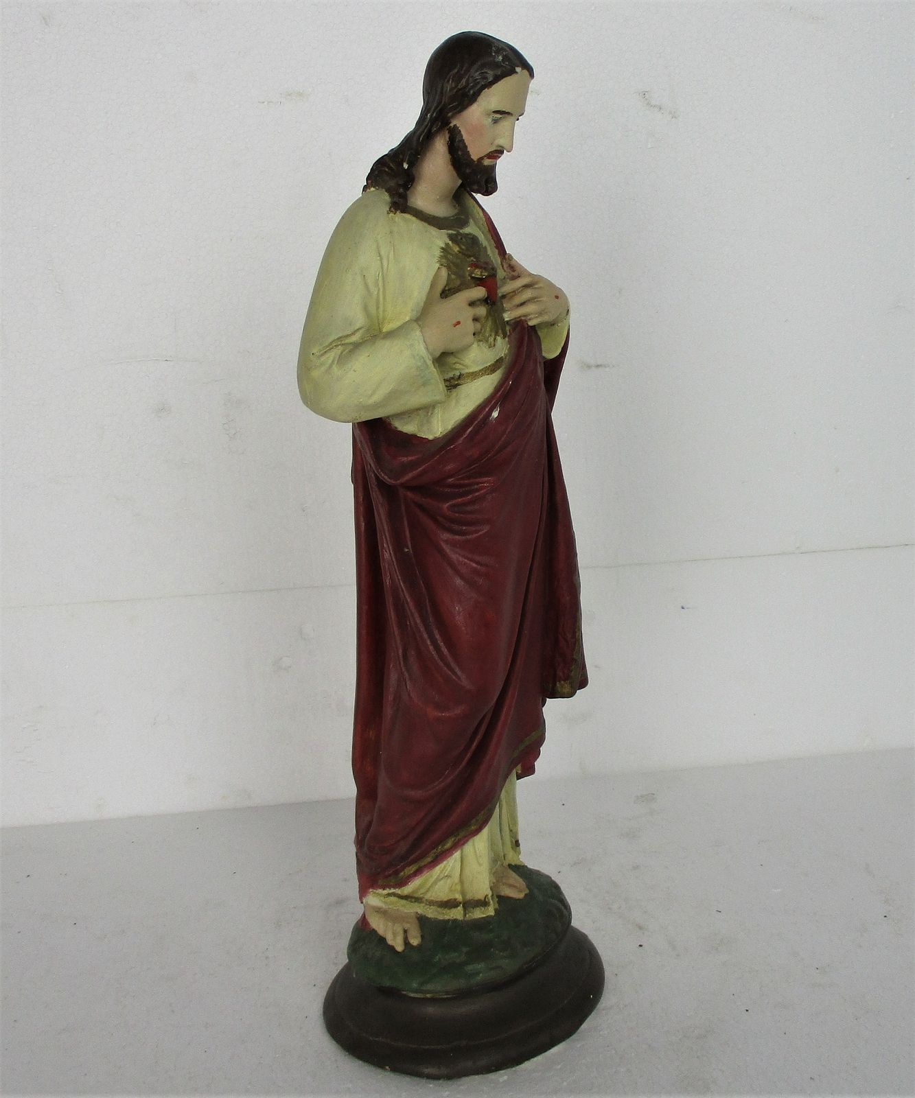 Antique Statue Jesus Christ Savior Sacred Heart Art Deco 1920s Plaster 15.74&Quo photo 150.0