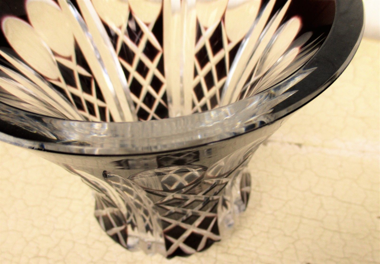 Cut To Clear Crystal Vase Amethyst Purple Cranberry  Beautiful Stylish 5.90" photo vinterior