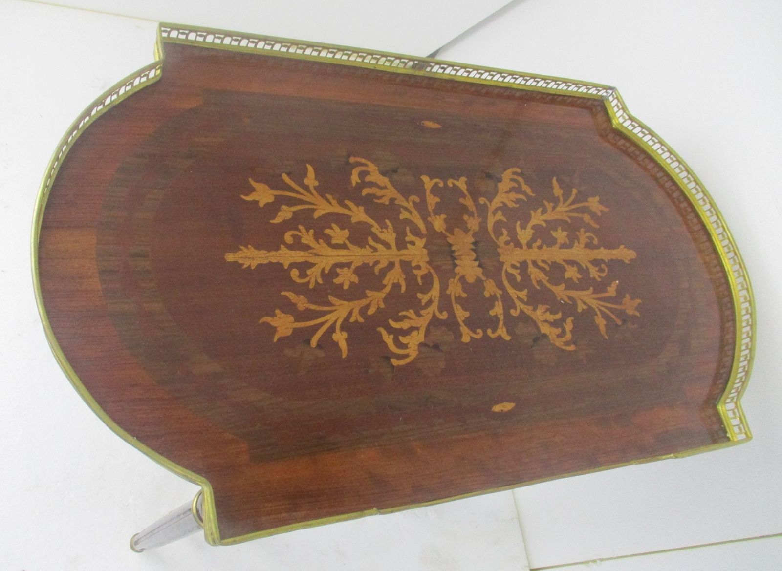 Set Of 3 Vintage Nesting Stacking Coffee Side Tables Brass Marquetry Italy Itali photo Furniture
