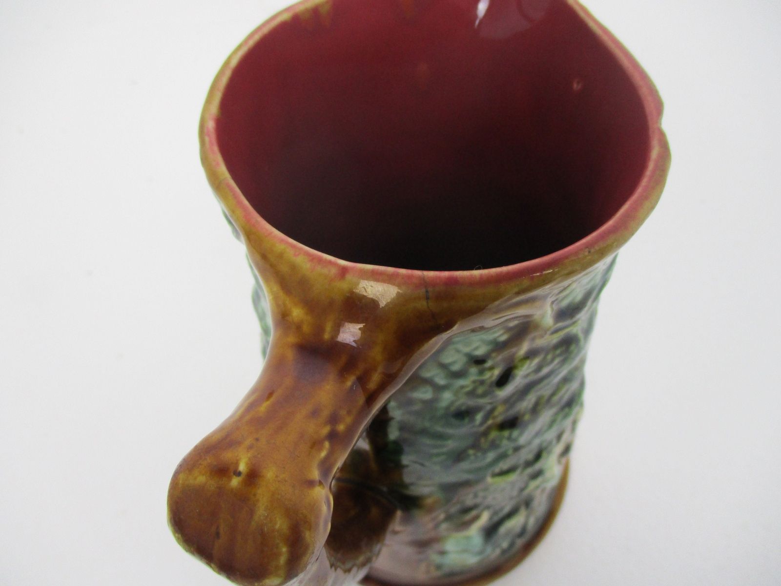 Antique Barbotine Majolica French Tavern Pitcher Wonderful Scenes photo buy