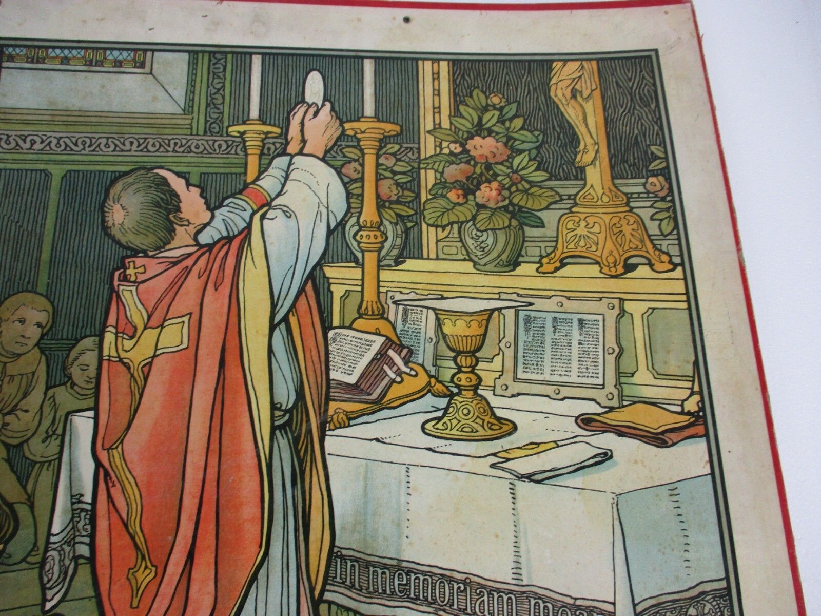 Antique Religious Cardboard Print Mosella 1913 Trier Holy Communion Church photo Art