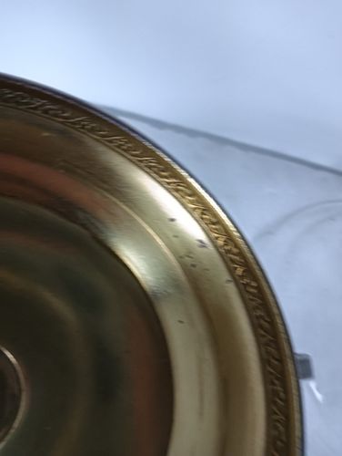 Art Deco Spelter  Communion Dish Bowl Centerpiece Ciborium Tray Etched Glass Cat photo vintage