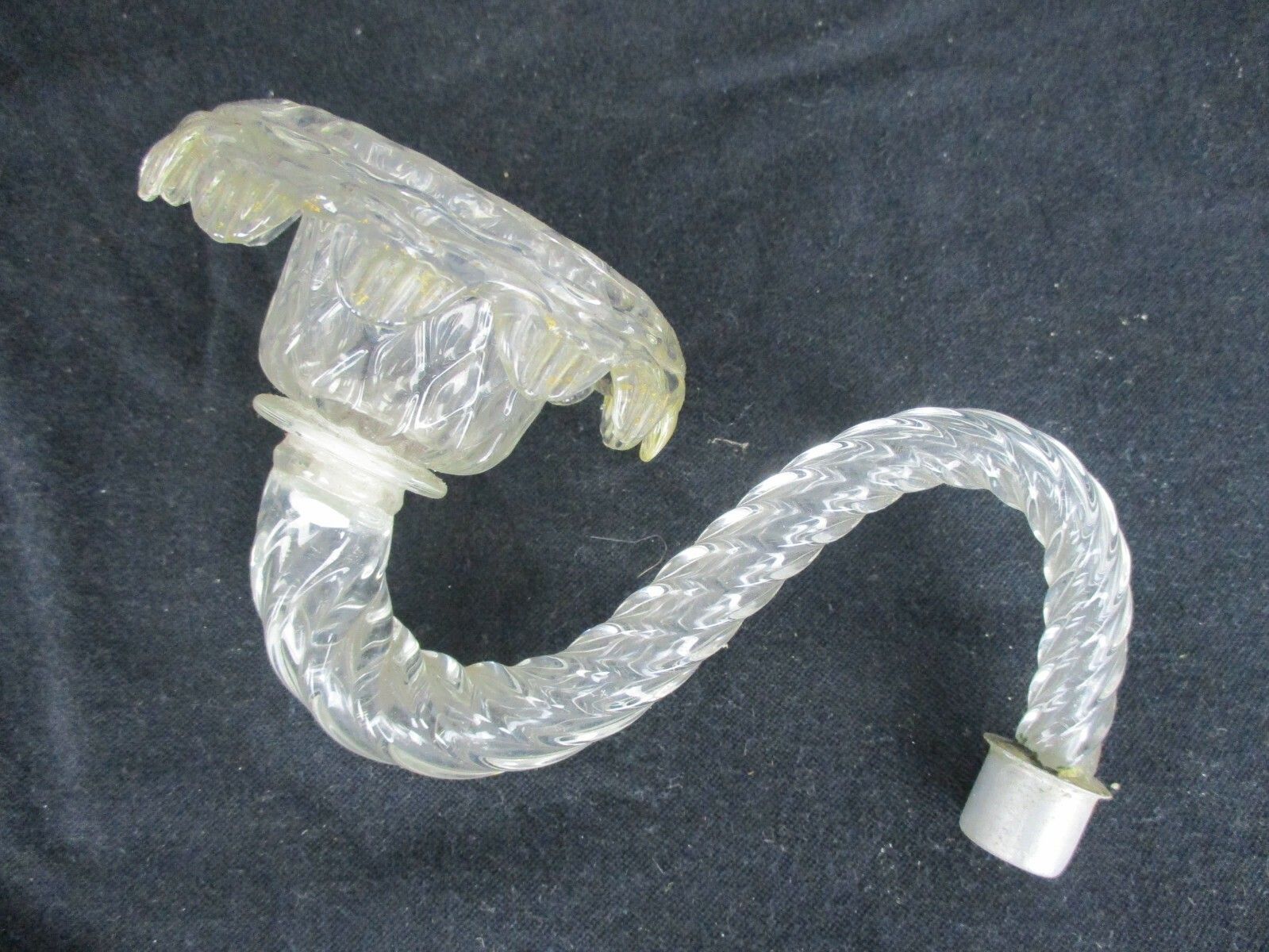 Venetian Murano Chandelier Part Clear Gold Arm Hand Blown Art Glass Reclaimed photo furniture