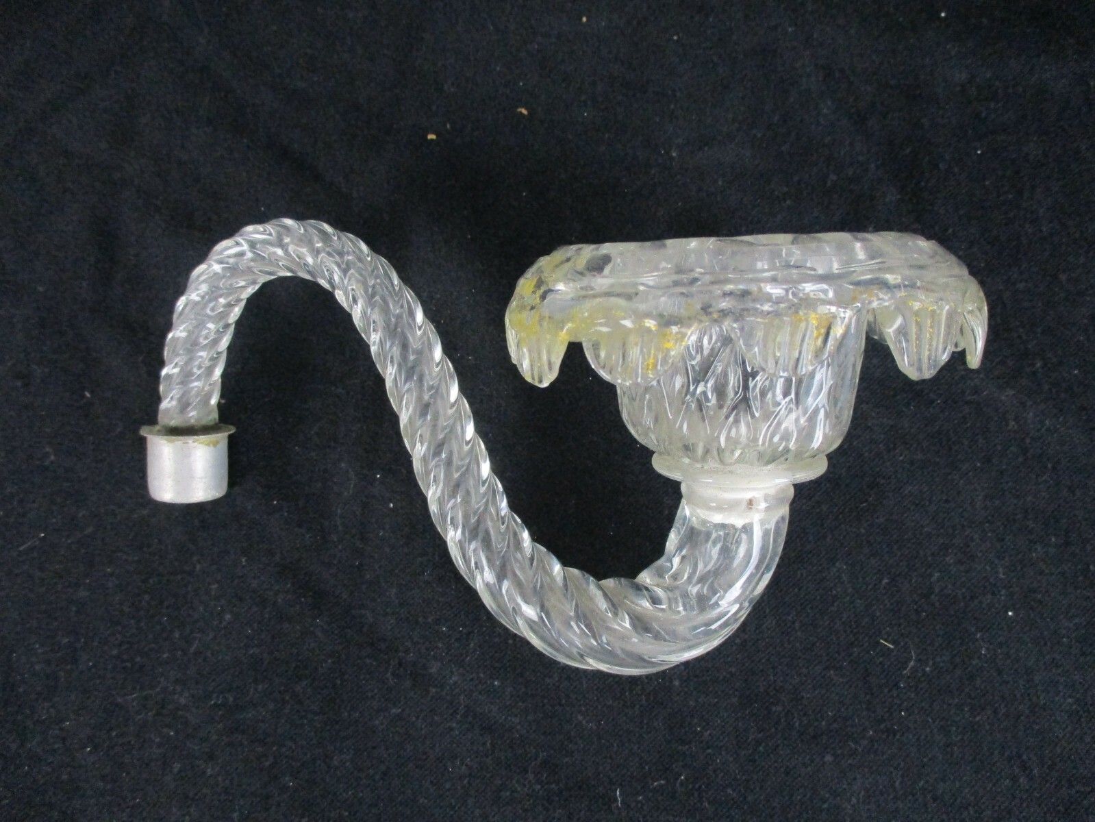 Venetian Murano Chandelier Part Clear Gold Arm Hand Blown Art Glass Reclaimed photo for sale