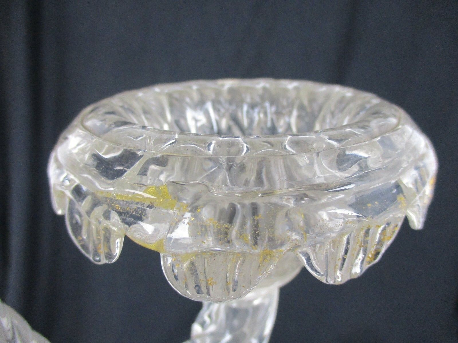 Venetian Murano Chandelier Part Clear Gold Arm Hand Blown Art Glass Reclaimed photo Lighting