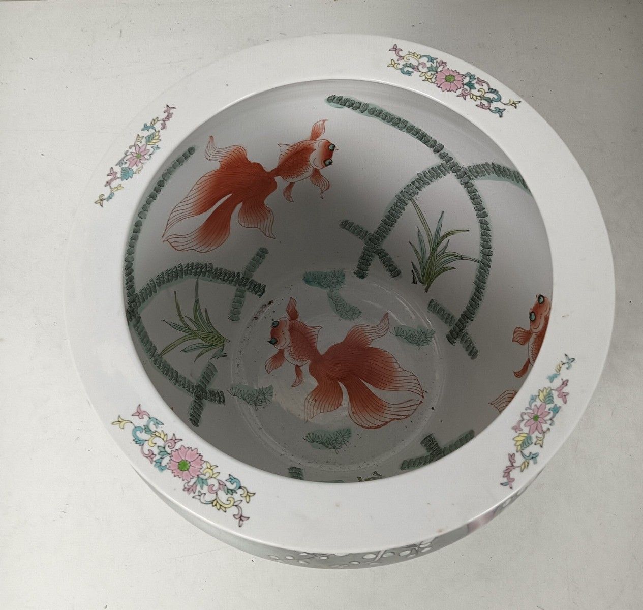 Vintage Chinese Porcelain Koi Fish Bowl Planter Vase Cachepot Flower Pot Shades photo 404.0