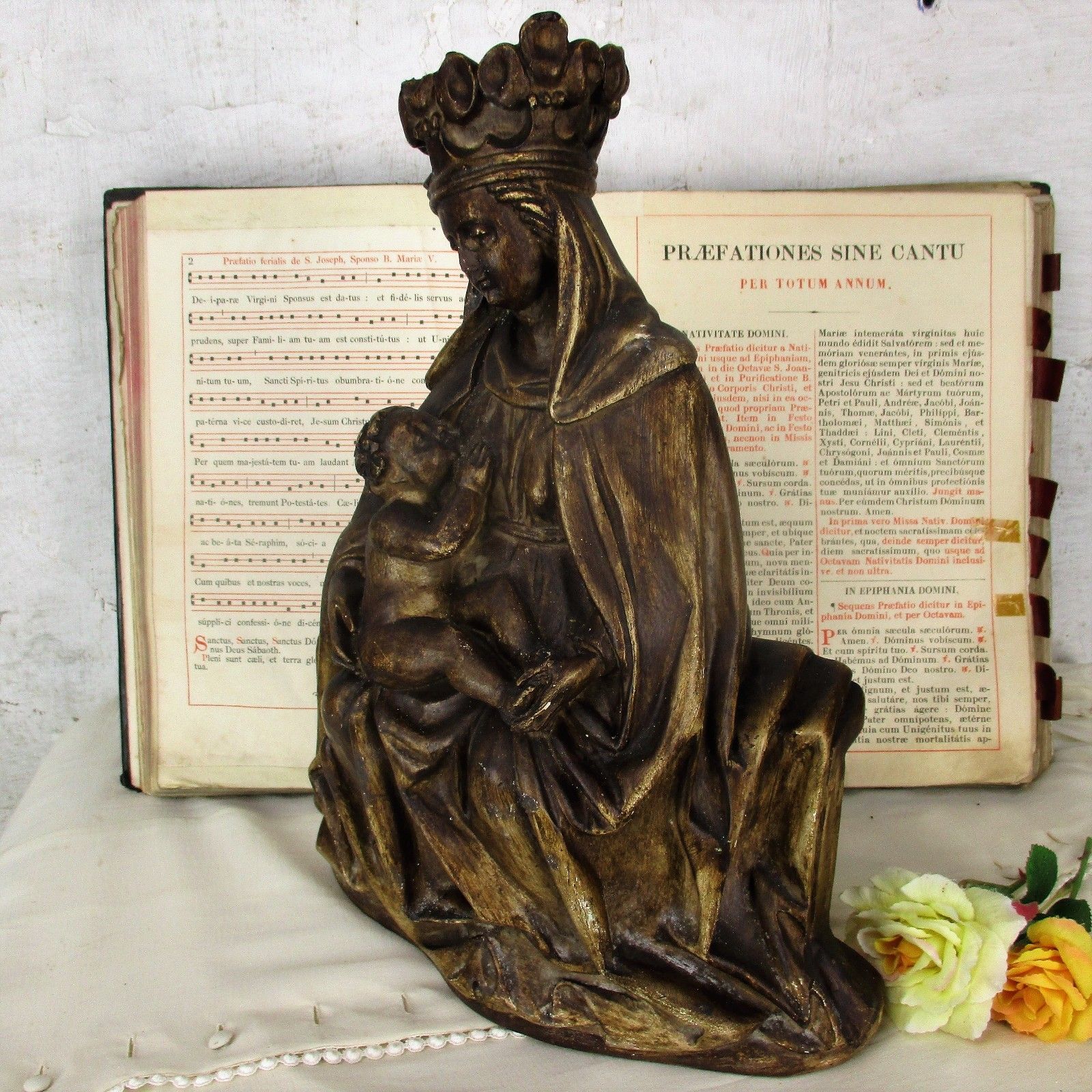 Statue Virgin Mary With Infant On Her Lap Against Her Chest Dürer Plaster Htf photo 204.0