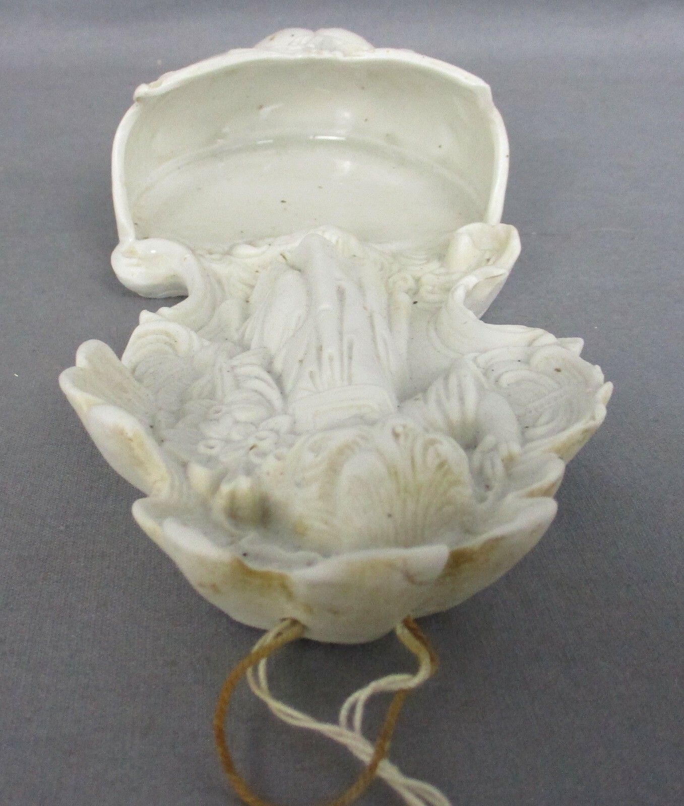 Porcelain Bisque Holy Water Font Vessel Little Girl Wall Hanging Antique photo 156.0