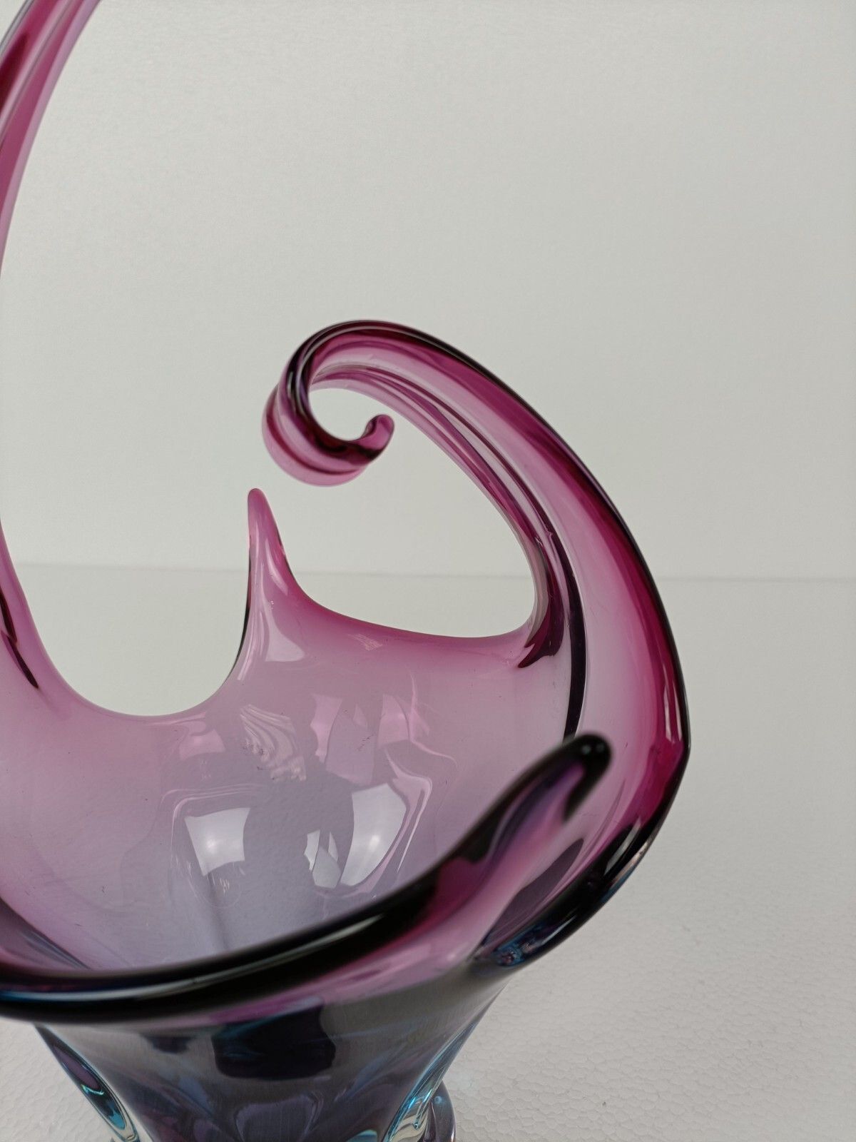Italian Cranberry Blue Bowl Dish Centerpiece Murano Seguso Art Glass Stunning photo buy