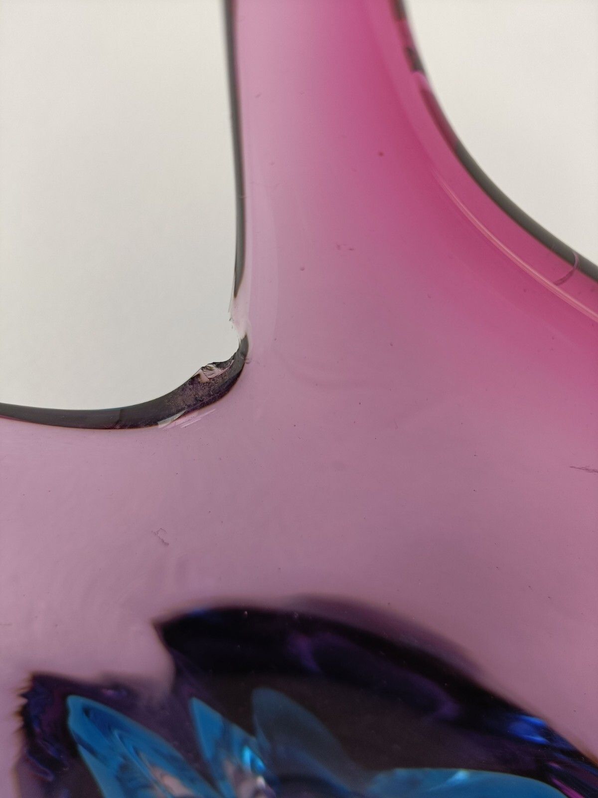 photo furniture Italian Cranberry Blue Bowl Dish Centerpiece Murano Seguso Art Glass Stunning