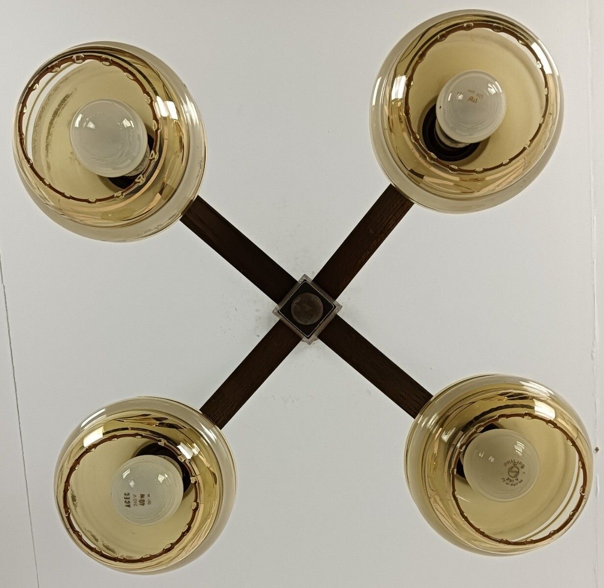 Art Deco Antique Chandelier 4 Lights Glass Shades Stylish Fixture Beautiful photo 526.0