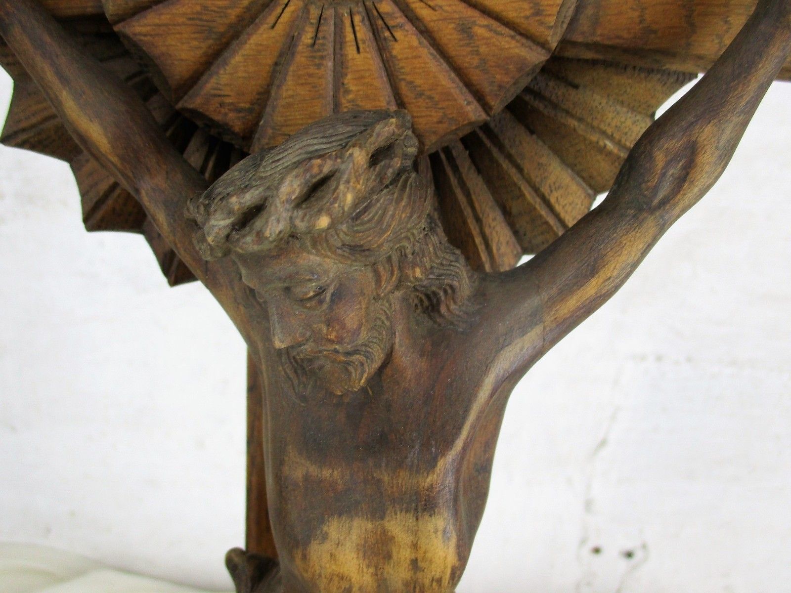 Stunning  Standing Hand Carved Oak Art Crucifix  Jesus Christ Dragon Htf Wow 70s photo 408.0