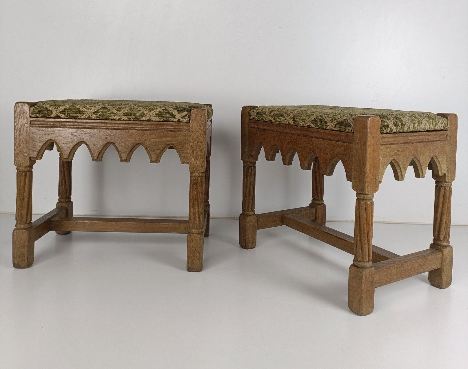 Couple Of Gothic Church Footstool Foot Rests 19th Century Oak French photo for sale