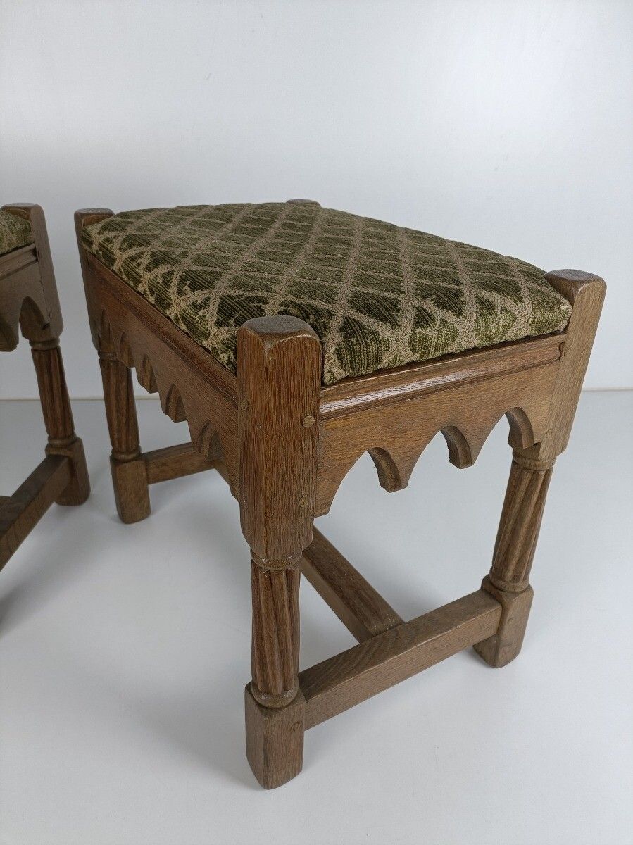 Couple Of Gothic Church Footstool Foot Rests 19th Century Oak French photo Furniture