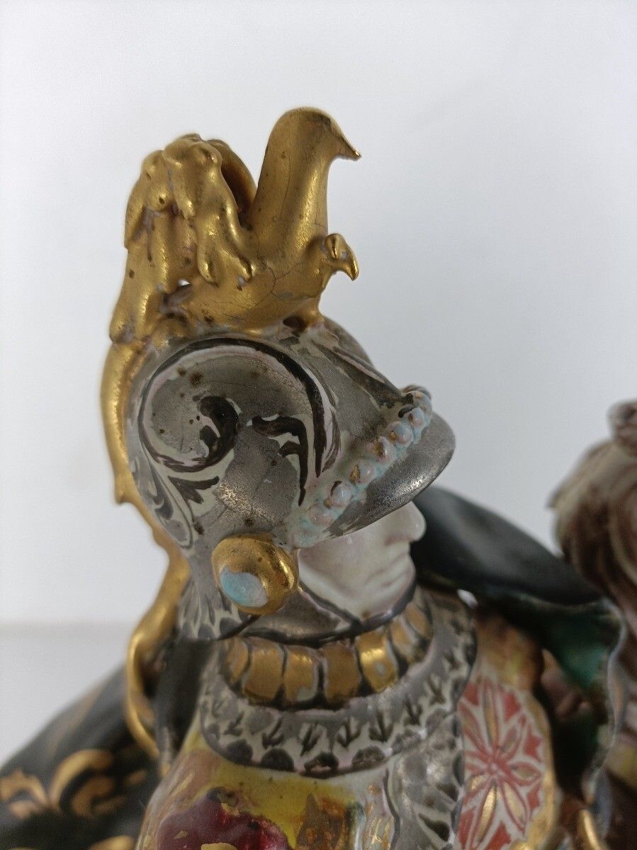 photo for sale Statue Figurine Patarino Italy Medieval Knight On Horseback Hand Painted Sculptu
