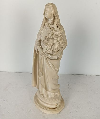 Statue Plaster St Therese Lisieux Little Flower Of Jesus White Vintage Christian photo for sale