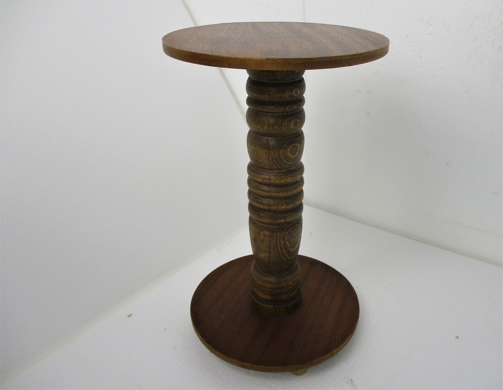 Hand Carved Wood Pedestal Display Side Table Plant Bonsai Flower Stand Barn Coun photo furniture