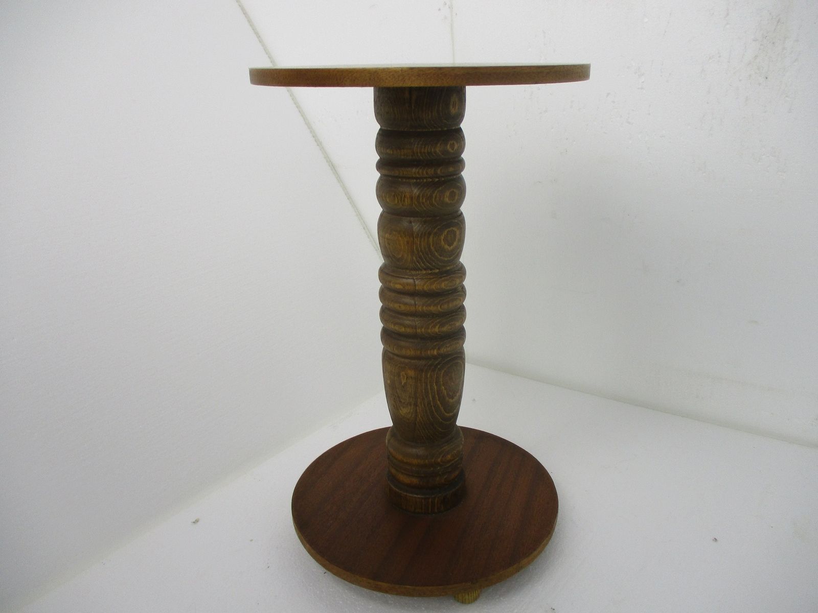 Hand Carved Wood Pedestal Display Side Table Plant Bonsai Flower Stand Barn Coun photo for sale