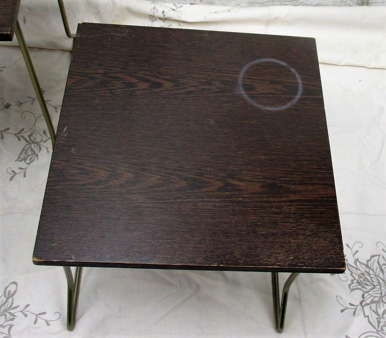 Vintage Wooden Nesting Side Tables Danish Modern Style Mid Century 2 Pieces photo 112.0