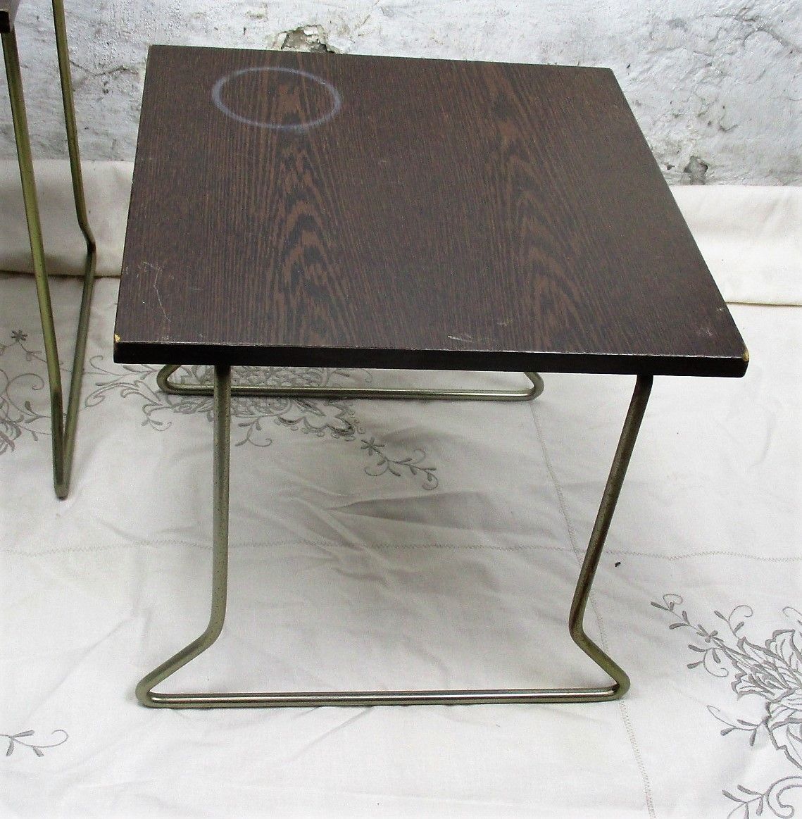 Vintage Wooden Nesting Side Tables Danish Modern Style Mid Century 2 Pieces photo vinterior