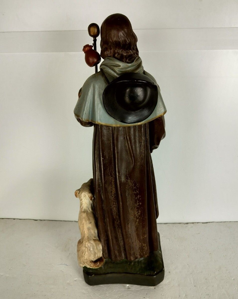 Large Statue Saint Roch Rocchus Rocco Plaster Patron Of Dogs Bachelors Collector photo buy