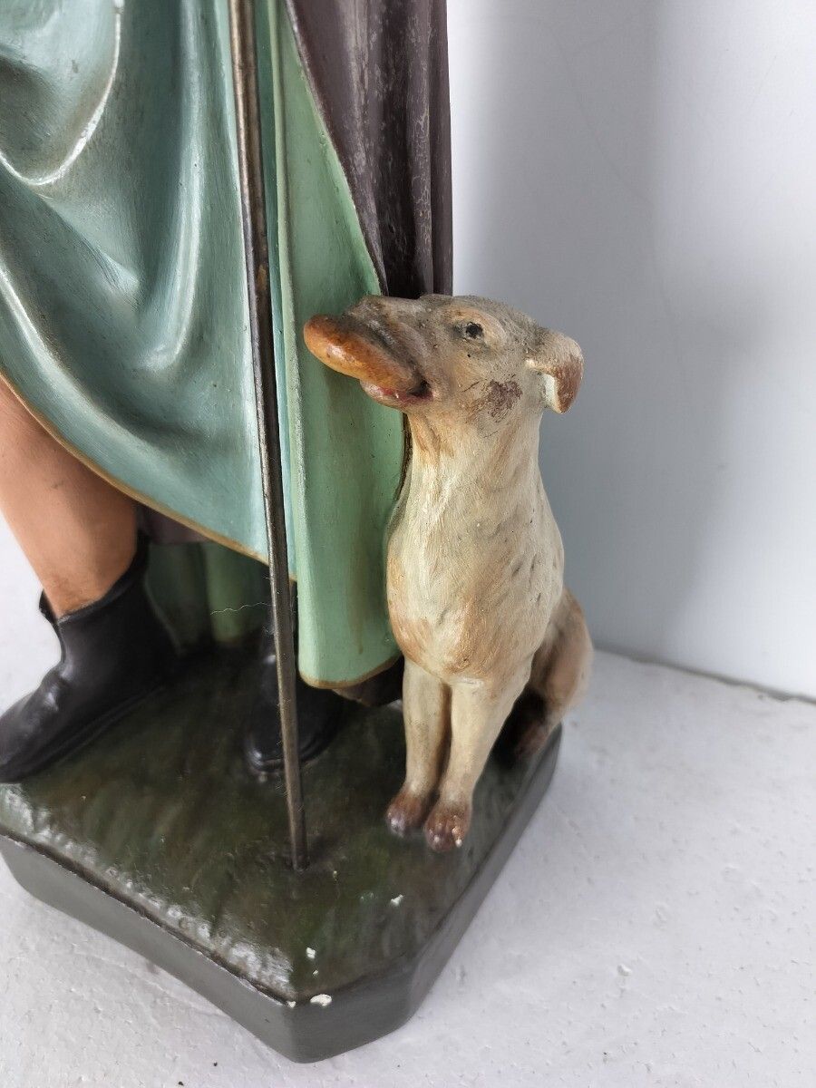 photo for sale Large Statue Saint Roch Rocchus Rocco Plaster Patron Of Dogs Bachelors Collector